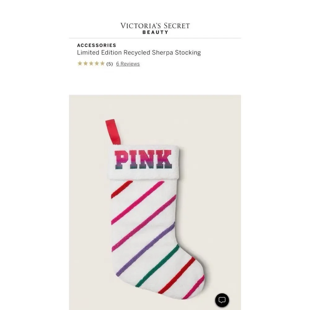 2022 ~ Victoria Secret ~ Pink ~ Recycled Sherpa Stocking ~ Limited Edition ~ NEW